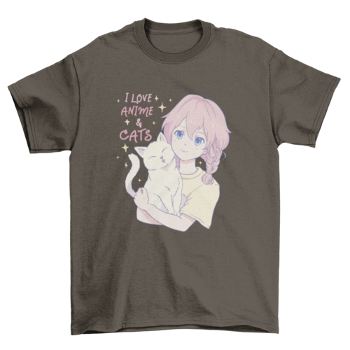 Anime Cat Lover Girl T-Shirt | “I Love Anime and Cats”