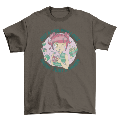 Anime and Sushi Lover T-Shirt | “Just a Girl Who Loves Anime, Sushi & Ramen”