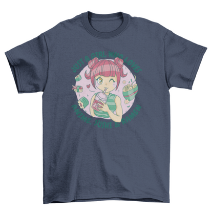 Anime and Sushi Lover T-Shirt | “Just a Girl Who Loves Anime, Sushi & Ramen”